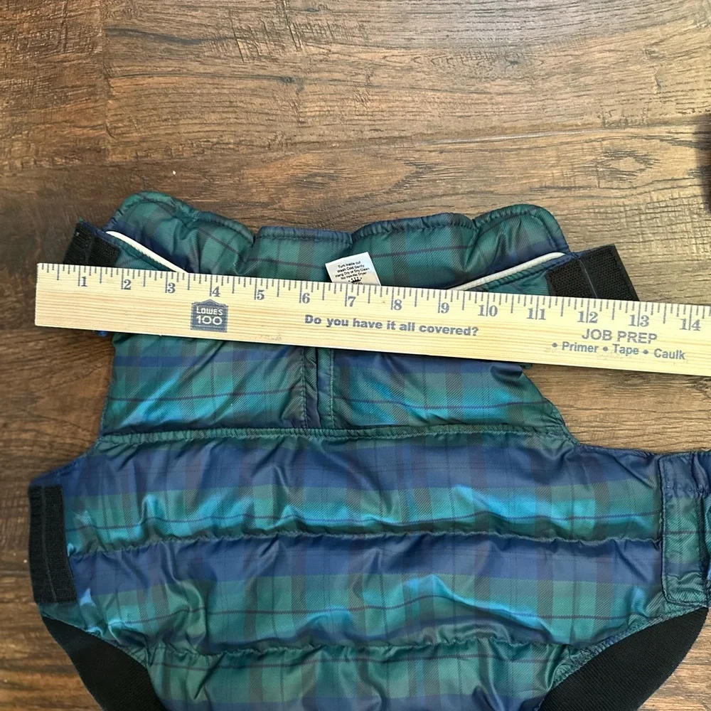 Hip Doggie Navy Plaid Flex-Fit Reversible Dog Coat size large SEE PHOTOS